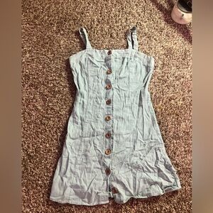 Baby blue slim, straight button down dress🐋